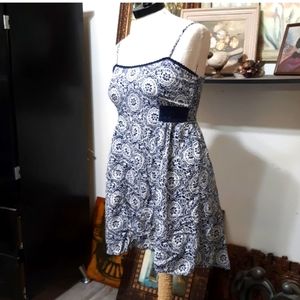 Womens Sundress Stretch back sz XL Short dark blue MOSSIMO Print